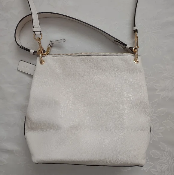 Coach chalk gold Remi refined pebble leather hobo crossbody bag - Picture 11 of 15